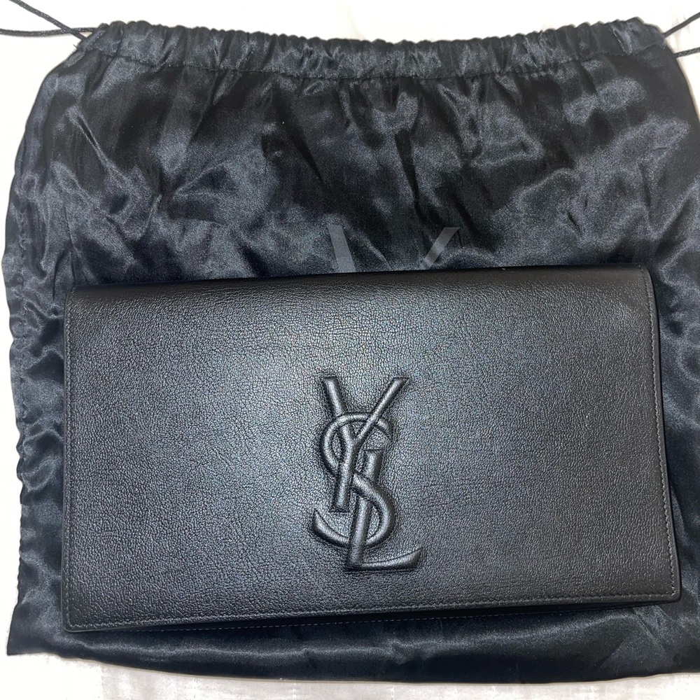 Black authentic YSL clutch with duster bag. - Picture 2 of 8